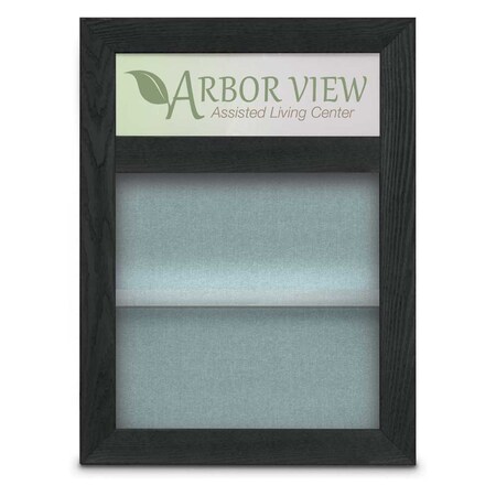 United Visual Products Outdoor Enclosed Combo Board, 48"x36", Gold Frame/Blue & Rubber UVCB4836ODG-BLUE-RUBBER